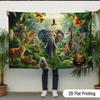2D African Safari Tapestry Jungle Animals with Elephant & Giraffe Wall Decor