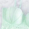 2Pcs/Set Women Sexy High Waist Shell Sling Ruffle Hem Bikini Set Shape Bra Drawstring Swimming