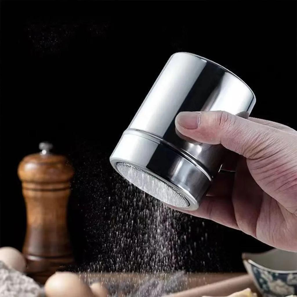1pc-Stainless Steel Coffee Shaker Cocoa Chocolate Flour Powdered Sugar Sieve Filters Foam Spray Kitchen Cake BBQ Tools With Lid