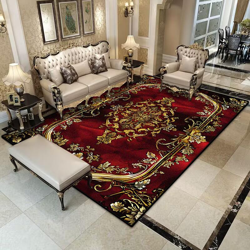 Retro Red Carpet Non-slip Parlor Cloakroom Home Decoration Luxury European Style Large Rug Washable Living Room Light Luxury Mat
