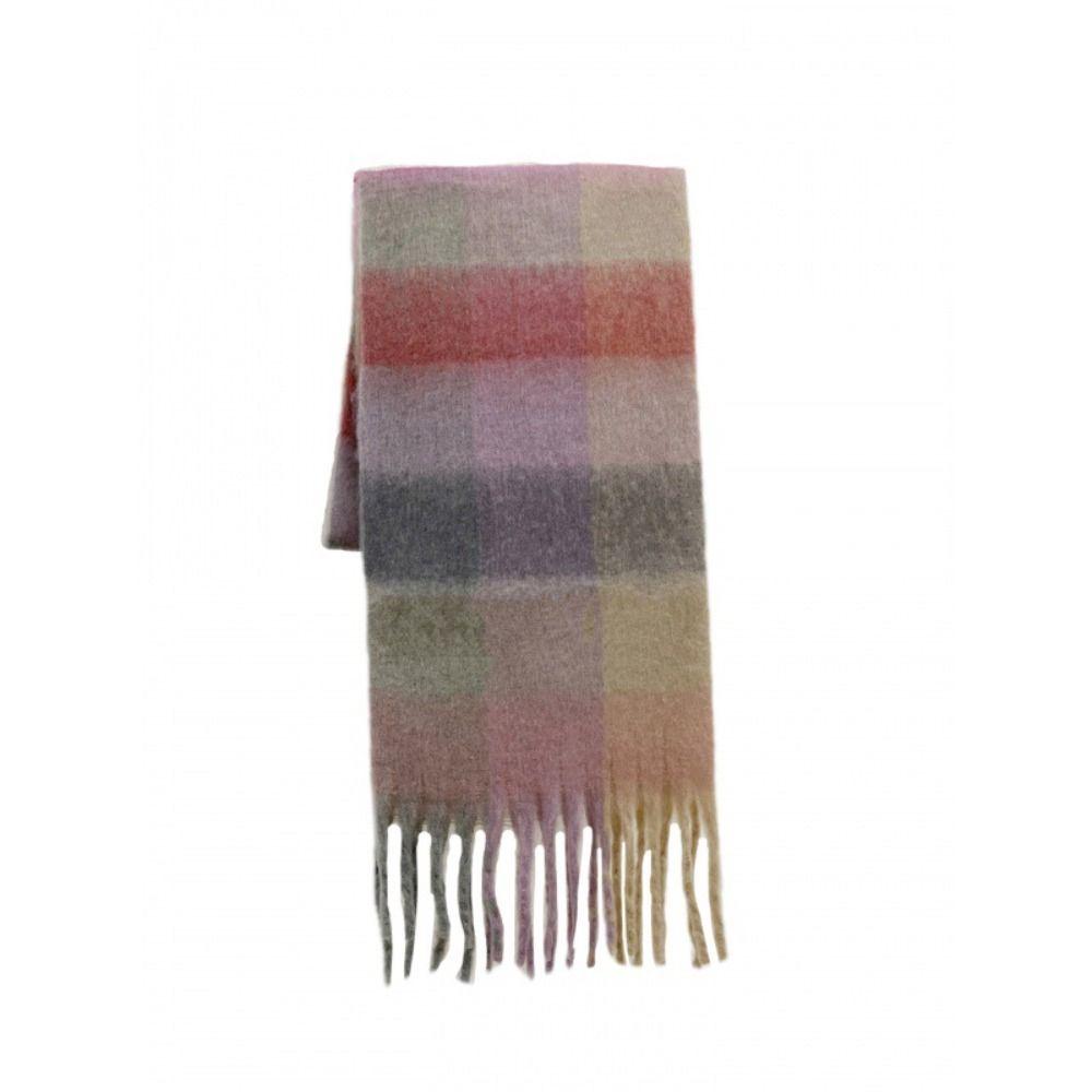 

Plush Plaid Wool Scarf Tassel Cape Wraps Retro Winter Cashmere Scarves Student серый/розовый