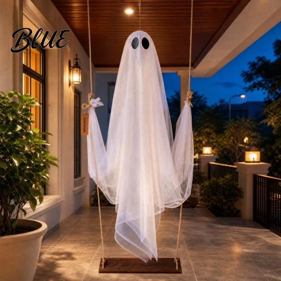 Gruselige Geisterlaterne Halloween-Dekoration Große Schaukel mit LED-Lichterkette Festliche Beleuchtung Batteriebetriebene Figur für Außenbereich Innenbereich