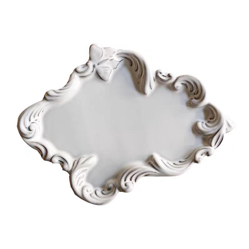 Vintage Ceramic Embossed Dessert Plate, Cake/Western Fruit Bowl, Retro Jewelry Display