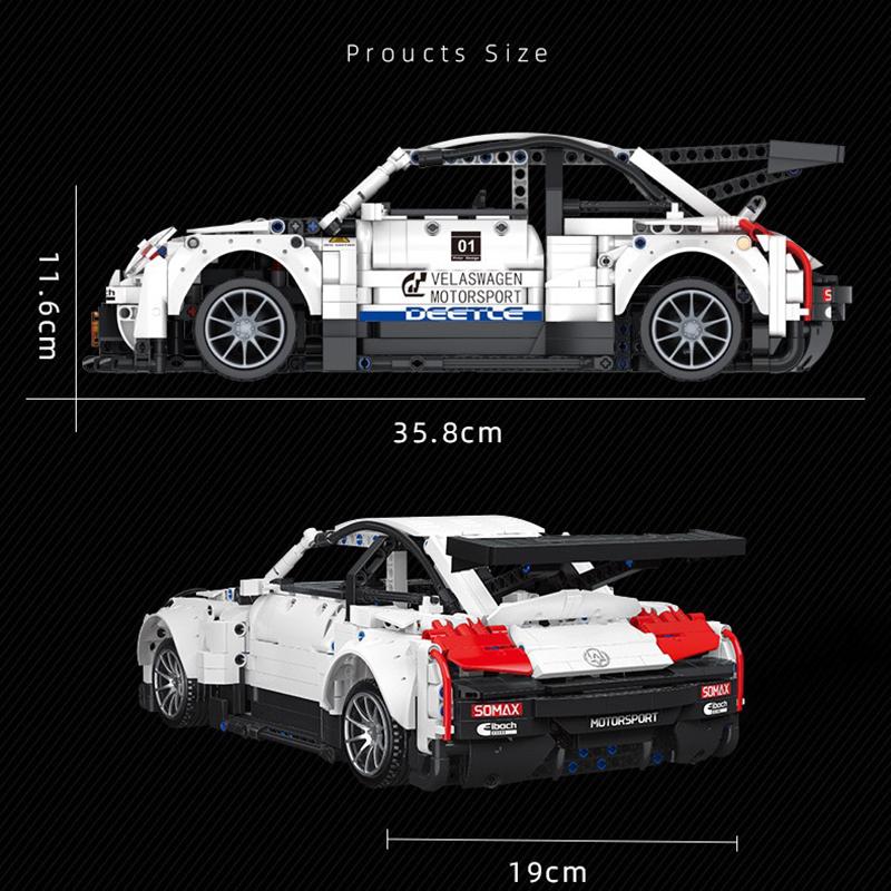 Технические скоростные гоночные машины строительный блок Volkswagen Beetle модель — фото 6