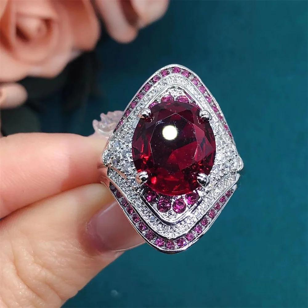 2026 New Red Corundum Ring Women's Super Large Zircon Light Luxury Fashion Party Zircon Dove Egg Shiny Wholesale
