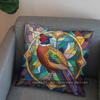 2D Stained Glass Pheasant Design Decorative Pillow Pattern Cushion Cover Suitable For Sofa Bedroom Car Pillow Cover
