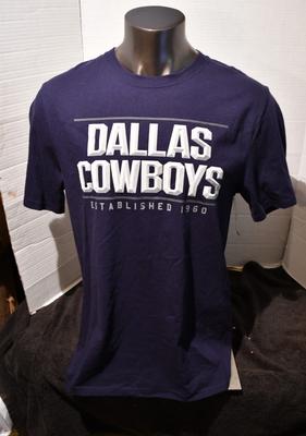Dallas Cowboys Authentic Men's Large Navy Cotton Stats T-Shirt New with Tags