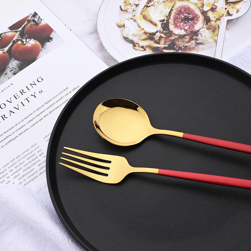 10People Black Silver Flatware Cutlery Set Knife Dessert Fork Spoon Dinnerware Stainless Steel Tableware Set Party Kitchen Tool