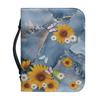 Sunflower Printing Portable Storage Pu Material Book Case Portable Book Bag