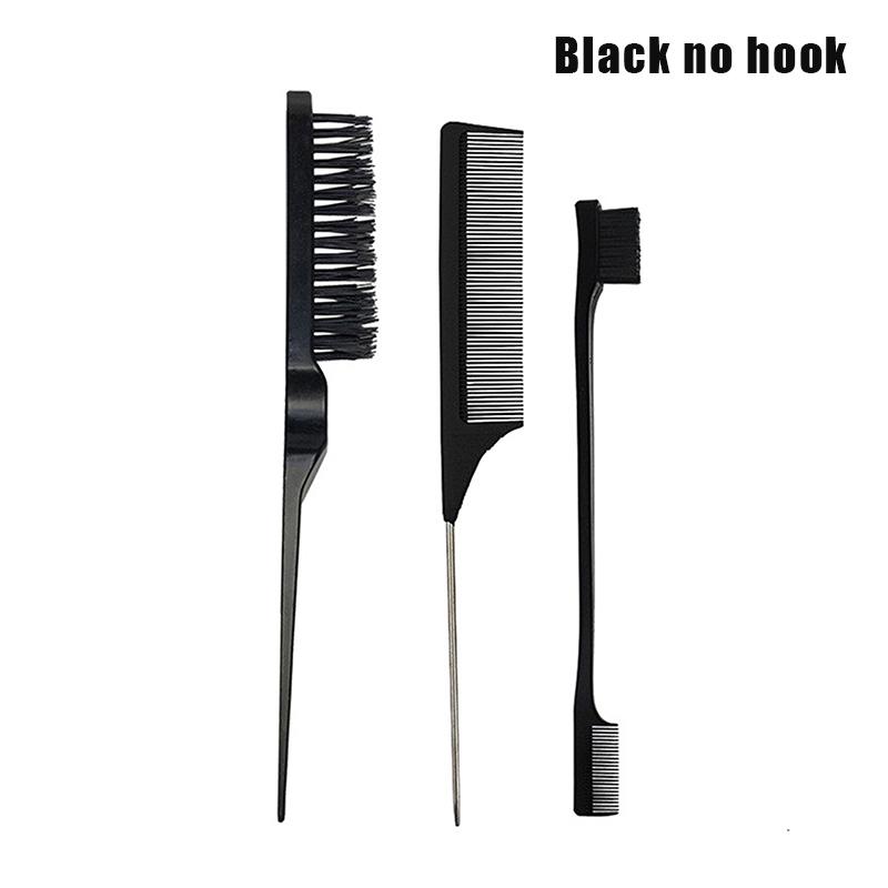 3Pcs Hair Styling Comb Hair Brush Set, Teasing Edge Brush Rat Tail Comb For Curly/Straight/Wet/Dry/Long/Shot Hair