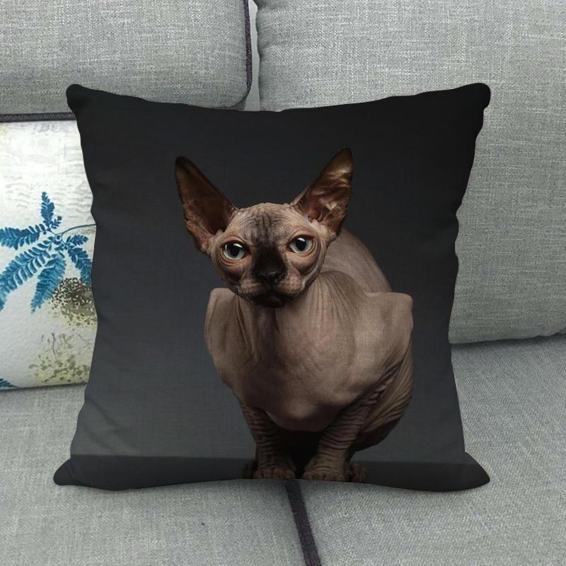 

Модна котяча лляна наволочка - Милий дизайн домашньої тварини, накидка на декоративну подушку 45x45 cm