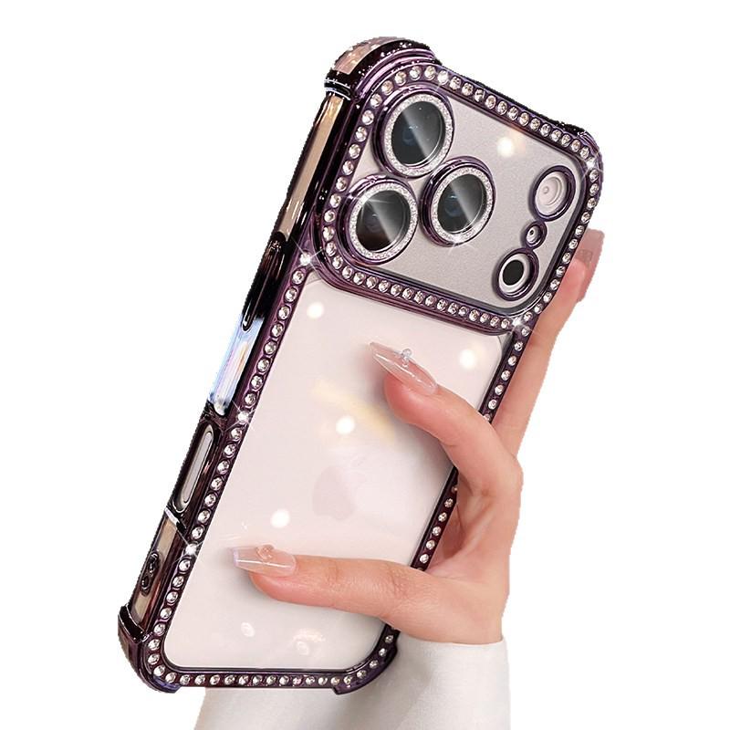 Compatible Rhinestone Airbag Case for iPhone 17 Pro Max - Drop-Proof, Transparent, Diamond-Enhanced Cover