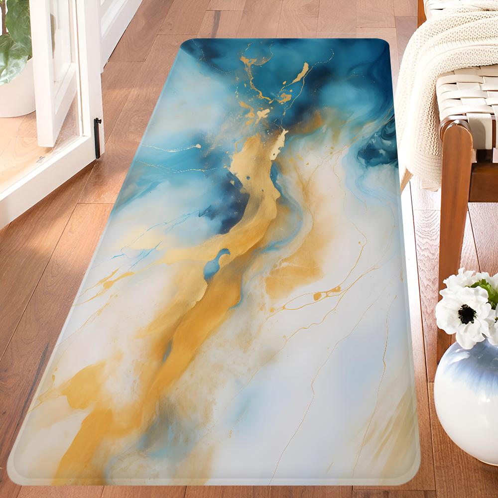Kolor Niebieski Złoty Biały Marmur Obszar Przedpokój Dywan Antypoślizgowa Mata do Pralni Wystrój Pralni Balkon Dziecko Pokój Dzienny Dywanik do Toalety