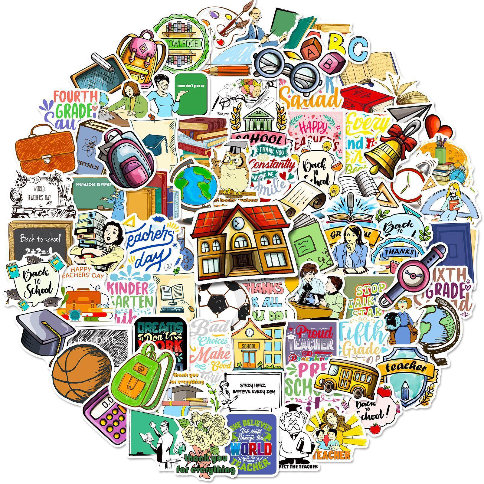 

100 Наклеек «Спасибо, День учителя» Наклейки-граффити «Спасибо, День учителя» Наклейки для багажа Temu