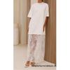 Elegant Lace Patchwork See-Through Hem T-shirt Dress - Casual Short-Sleeved Style