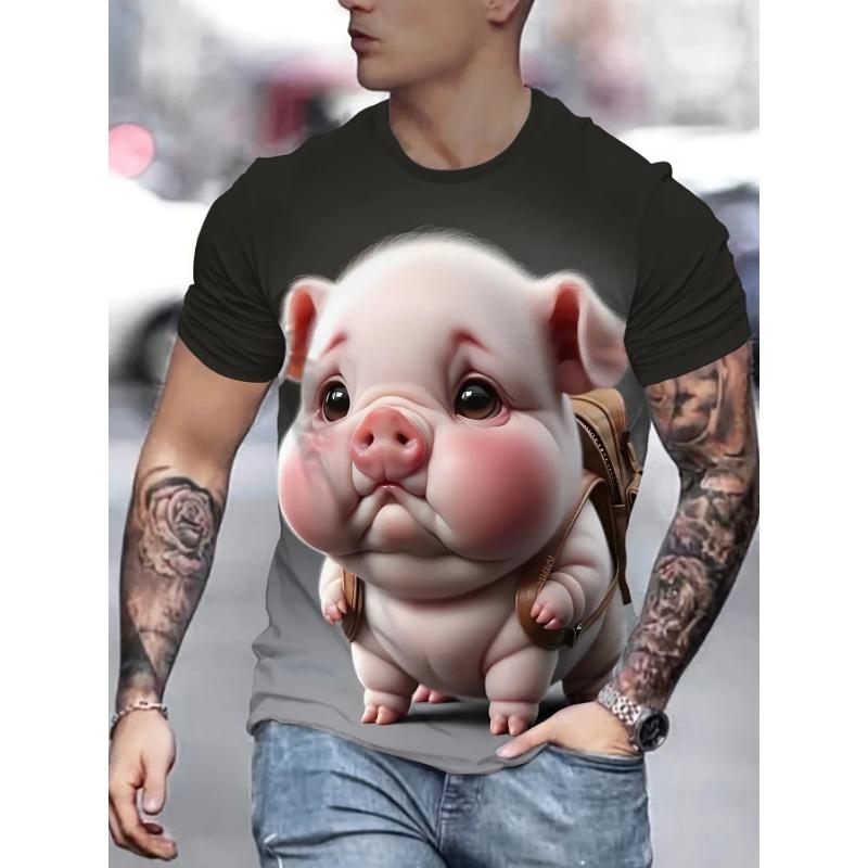 Vtipné Kreslené Ai Prase 3D Potisk Pánská Trička Ležérní Krátký Rukáv Módní Streetwear Kulatý Výstřih Trička