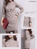 Rentamente Knit Long High One Size Fits Most Women's Dress, Sleeve, Neck, Mini, (Beige)