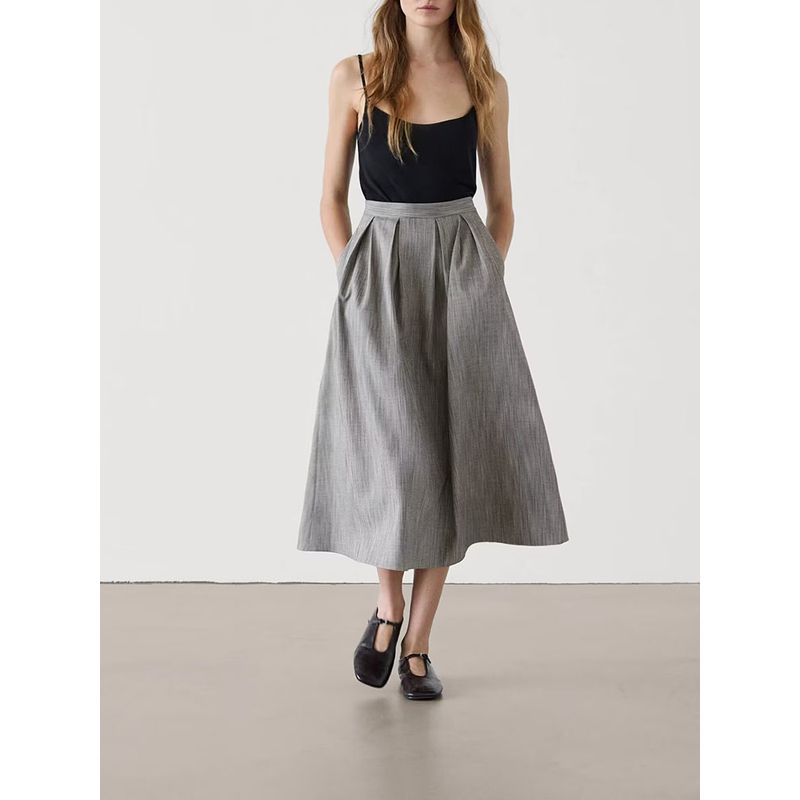 Za2024 Autumn New Women's Clothing Preppy Style Box Pleated Mid-Length Umbrella Skirt Pleated Skirt 05279279 811