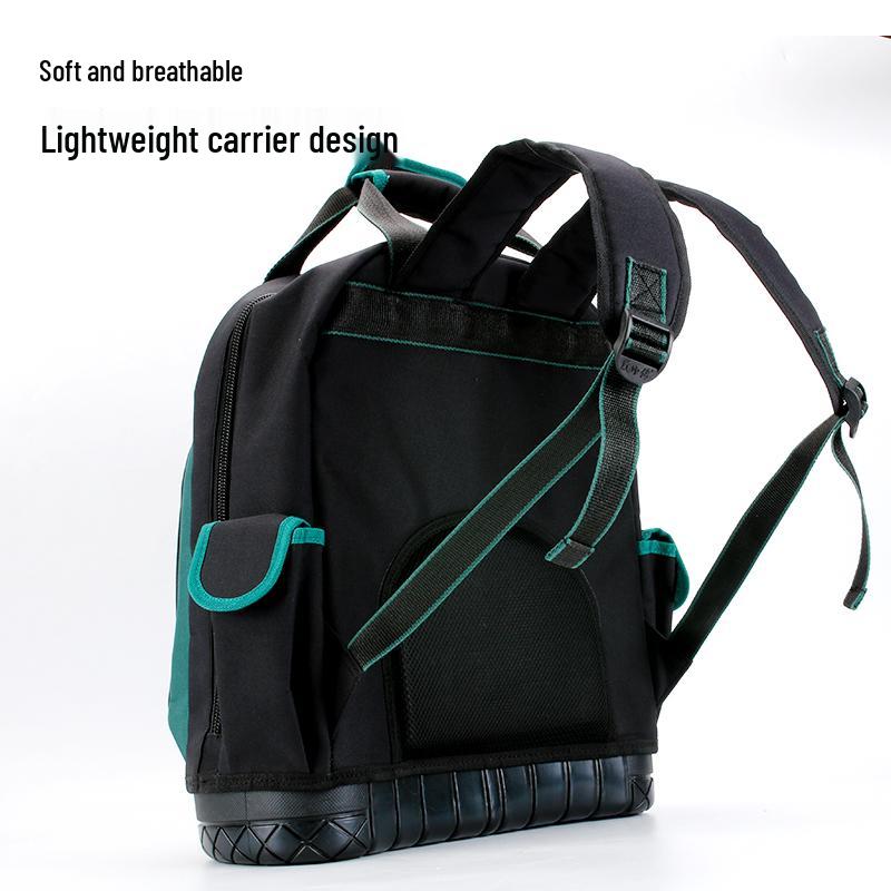 Multifunctional Double Shoulder Tool Backpack, Wear-Resistant Canvas, Large Capacity, Portable Electrician's Repair Bag
