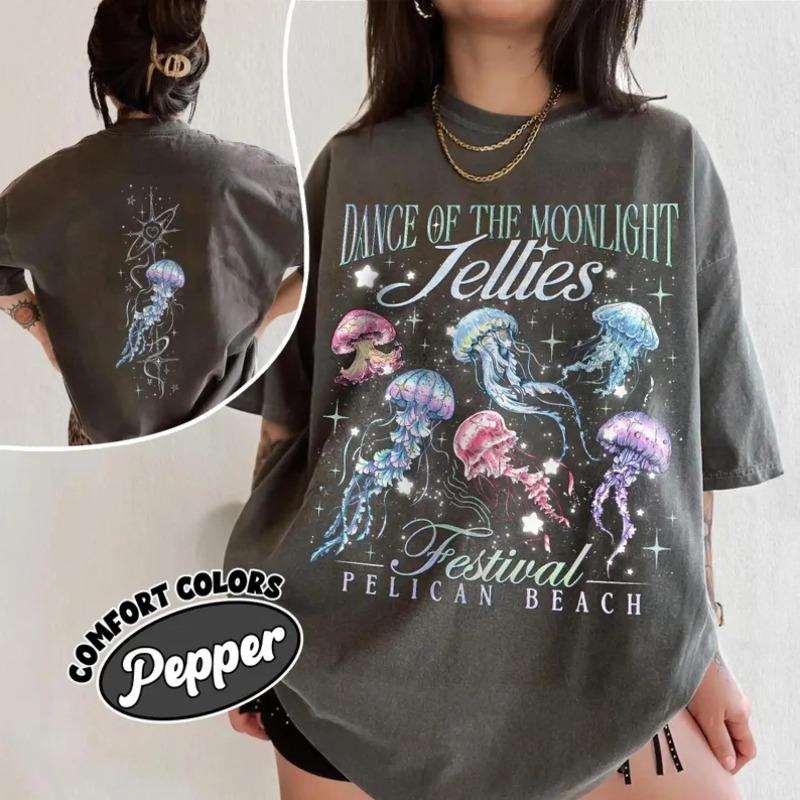 

Moonlight Jellies Festival Shirt Pelican Town Game Graphic Tee Jellyfish Aesthetic Gamer Shirt Cozy Indie Game Fan Gift S