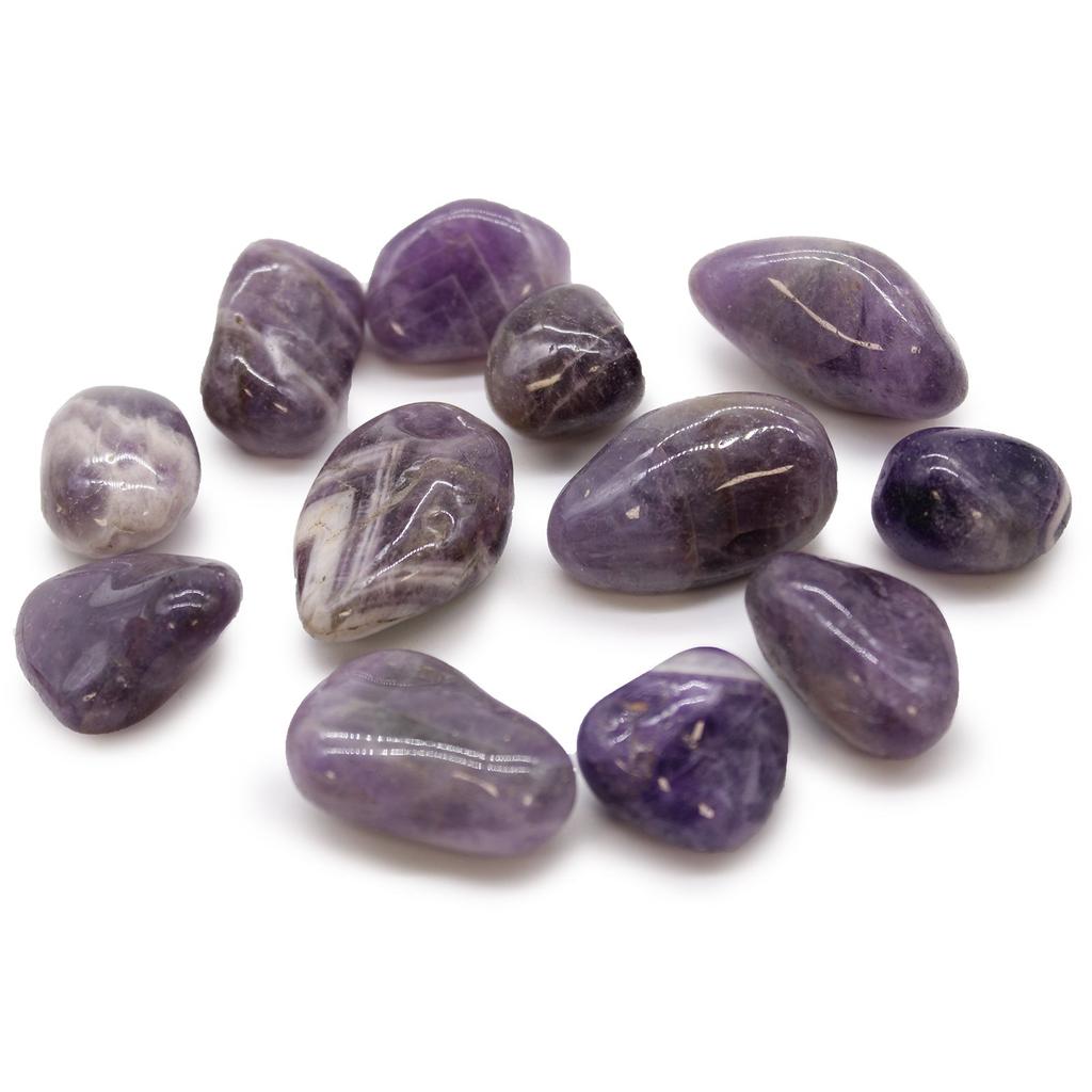 Amethyst Tumbled Stones Medium African, 12 Piece Set