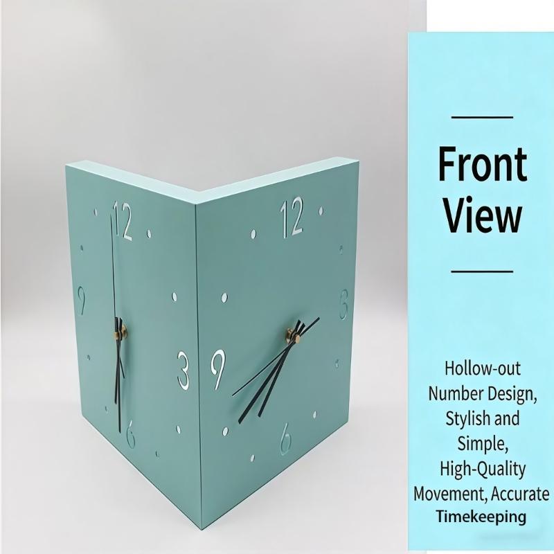 Double Sided Corner Wall Clock,Decorative Wall Clocks with Light for Living Room Decors Wall Mounted Angles Clocks Gift