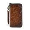 Vintage New Flower and Plant Embossed Long Leather Wallet Handbag Women's Head Layer Leather Leather