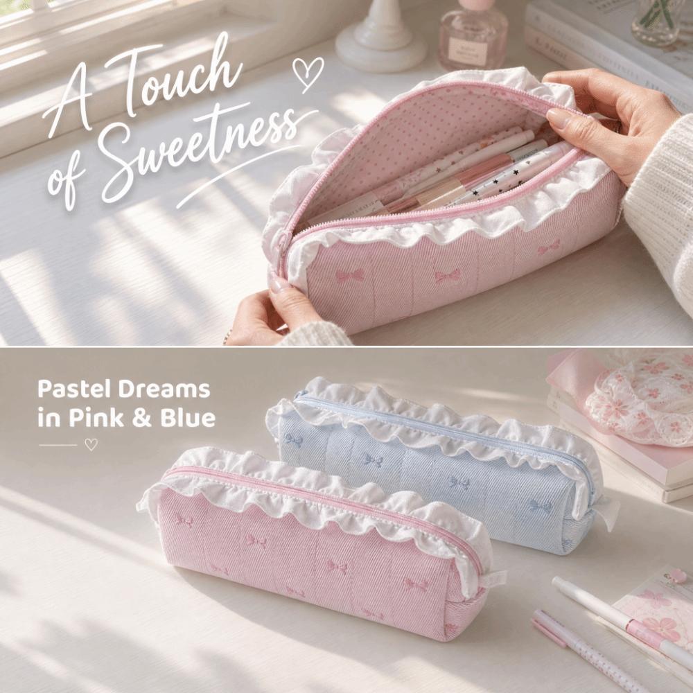 Ballet Pen Bag Bow Embroidery Stationery Bag Kawaii Pencil Case  Students
