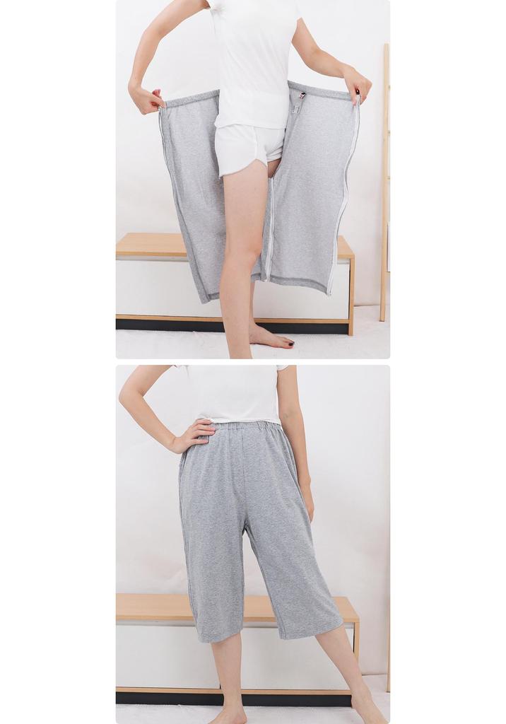 Pantaloni con Cerniera a Cavallo Aperto Facili da Indossare per Pazienti Paralizzati e Allettati, Ideali per l'Estate, Leggeri, Unisex
