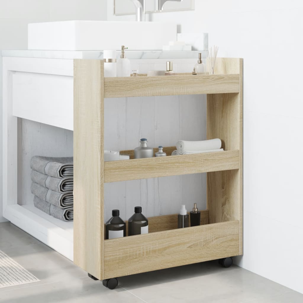 Schmaler 3-stöckiger Aufbewahrungswagen, Eckschrank-Aufbewahrungsregal, mobiler schmaler Aufbewahrungsschrank für Badezimmer, 60 x 22 x 80 cm