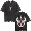 Hollow Knight Vintage Washed Gaming Merch Grafik T-Shirt Unisex Unisex Lässig Oversized Baumwoll-T-Shirt für Cosplay Cartoon-Fans
