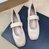 Fashion Flat Shoes for Women Retro Square Toe Shallow Mouth New Summer Ballet Mary Jane Shoes Plus Size Casual Women's Shoes 42 43