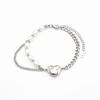 Accessories Individual Cold Wind Pearl Love Splicing Necklace Bracelet Set Women'S Niche Titanium Steel Jewelry Set