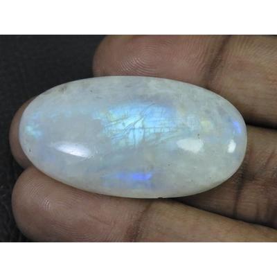 23X43X09 MM Natural Rainbow Moonstone Oval Cabochon Loose Gemstone 74Cts. C-1636