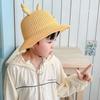 Kinder Strohhut Sommer Mädchen Sonnenhut Jungen Sonnenschutzhut Baby Rehhorn Fischerhut Atmungsaktiver Mesh-Hut