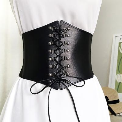 Nový korzet Punk Černý Široký Pás Pu Kůže Zeštíhlující Tělové Pásy pro Ženy Elastický Pás s Vysokým Pasem Dámské Břišní Pásy EMA
