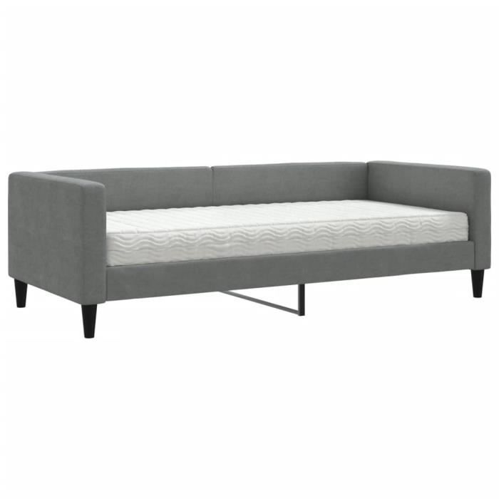 VidaXL Lit de jour avec matelas gris foncé 90x200 cm tissu 3196561
