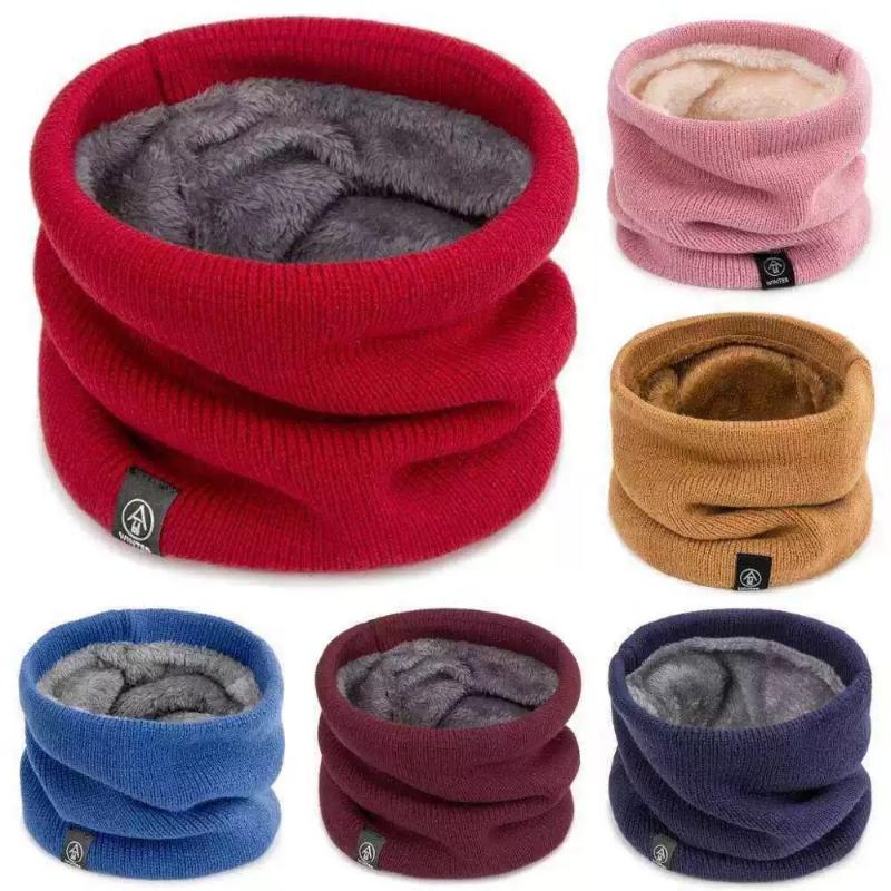 1PC Warm Knitted Scarf Thickened Plush Windproof Winter Neck Gaiter Cold Weather Outdoor Sport Ski Running Men Women Tube Scarf