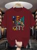 Men's Casual Loose 100% Cotton Summer Short Sleeve T-Shirt,New York Skyline Pattern Print,achine Washable Crew Neck Top