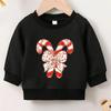 Kids Crewneck Long Sleeve Sweatshirt,Christmas Candy Cane Print