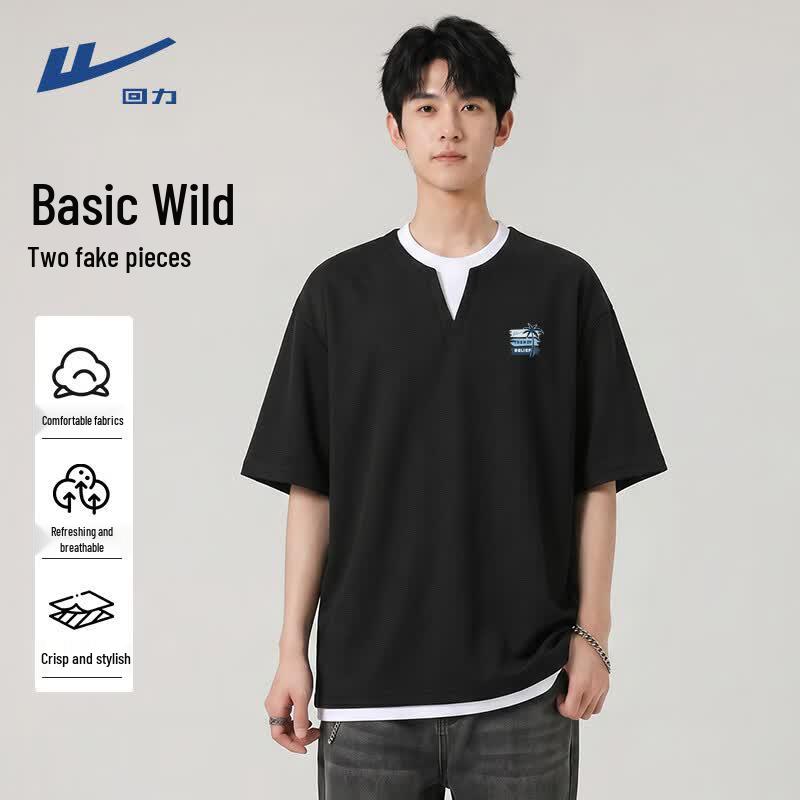 Warrior Men s Waffle Grid Fake Two-Piece Short Sleeve T-Shirt XL