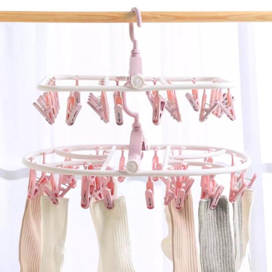 Yousheng Socks Underwear Drying Rack Clothes Hanger with 360-Degree Rotating Hook Windproof Storage Laundry Rack