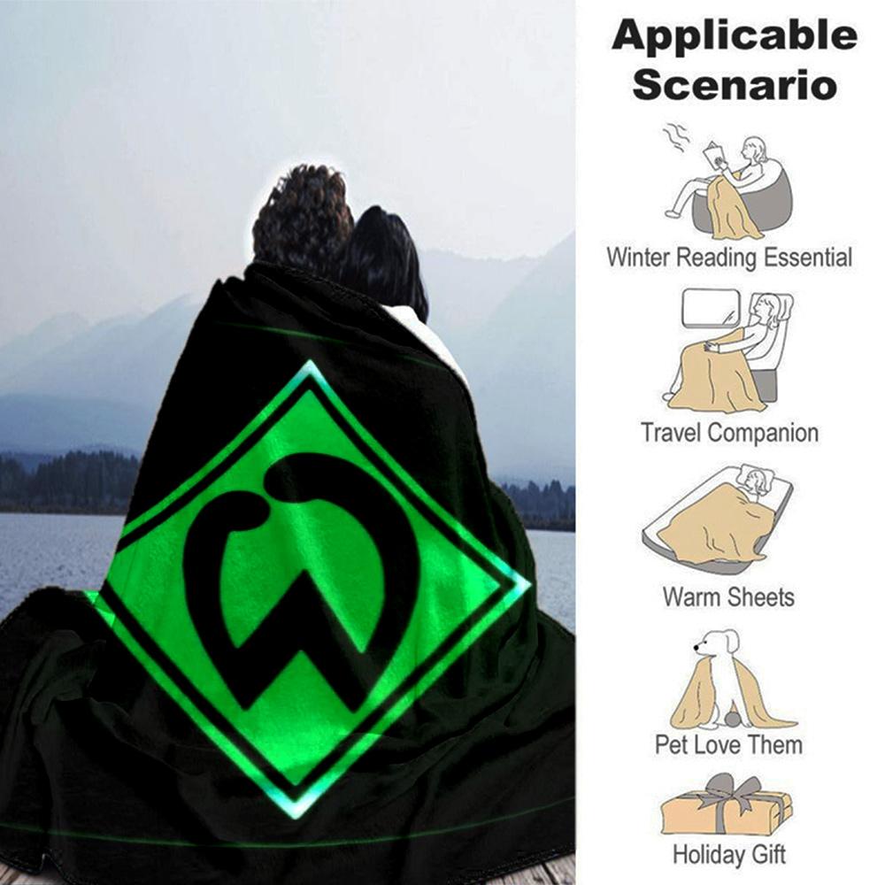 Werder Bremen Football Club Flannel Blanket, Green Diamond Logo Print Throw Blanket, Soft Warm Sofa Bed Blanket for Soccer Fans Home Decor Gift