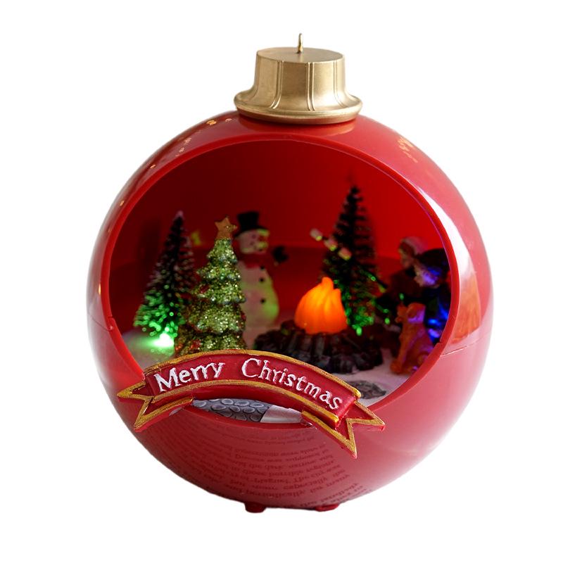 Christmas Resin Luminous Music Box with Santa & Snowman