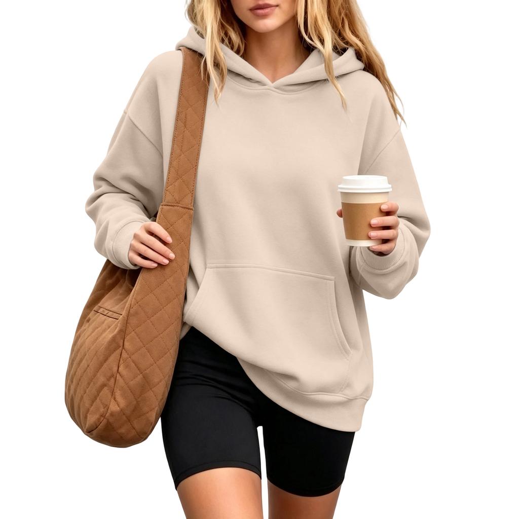 Damen Kapuzenpullover Sweatshirt mit Tasche Langarm Lässig Bequem