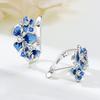 Orstarry Original 925 Sterling Silver Blue Iris Flower Earrings Women Hoop Earring Anniversary Jewelry Trendy Gifts