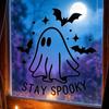 xiaobudian Halloween Cartoon Ghost Window Cling, Waterproof Bat Static Glass Sticker, Removable No Adhesive Sticker for Holiday Party