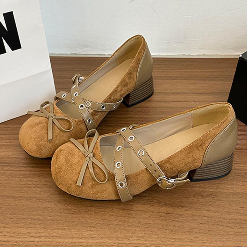 Fashion Mary Jance Women High Heels Shoes Bow Fashion Chunky Shoes Designer Dress Pumps Autumn 2025 Luxury New Bow Party Chaussure Femme