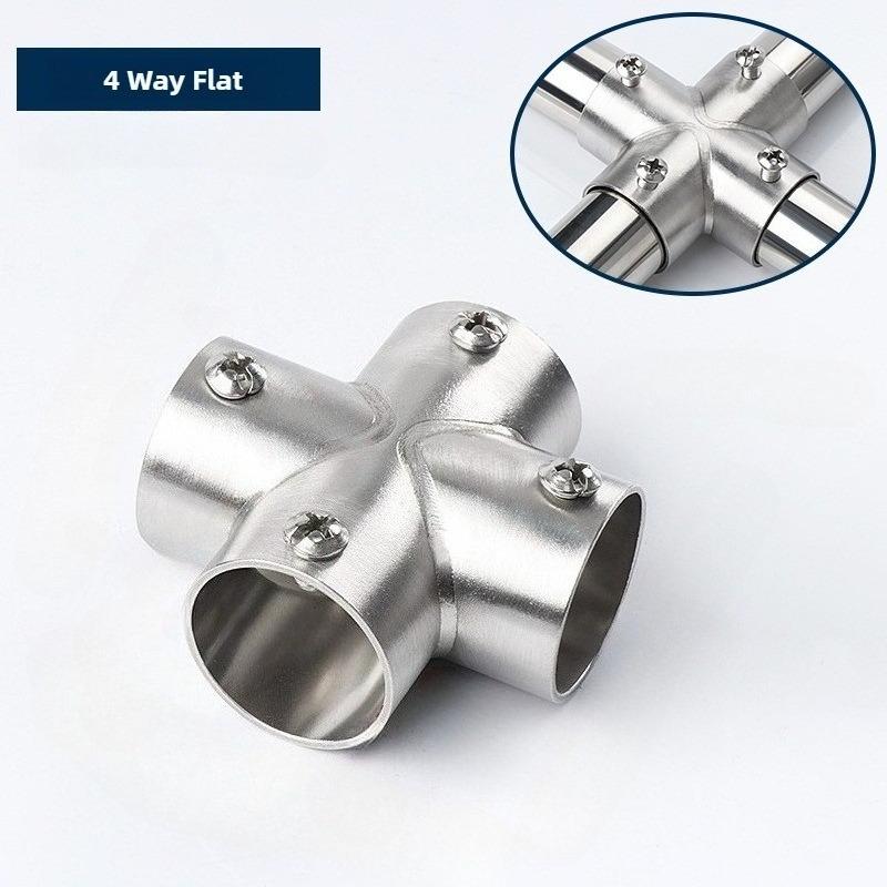 1Pc New Straight Elbow Pipe Connector Stainless Steel 2/3/4/5/6 Way Pipe Fittings 19/25/32mm Tube Joint Furniture Hardware