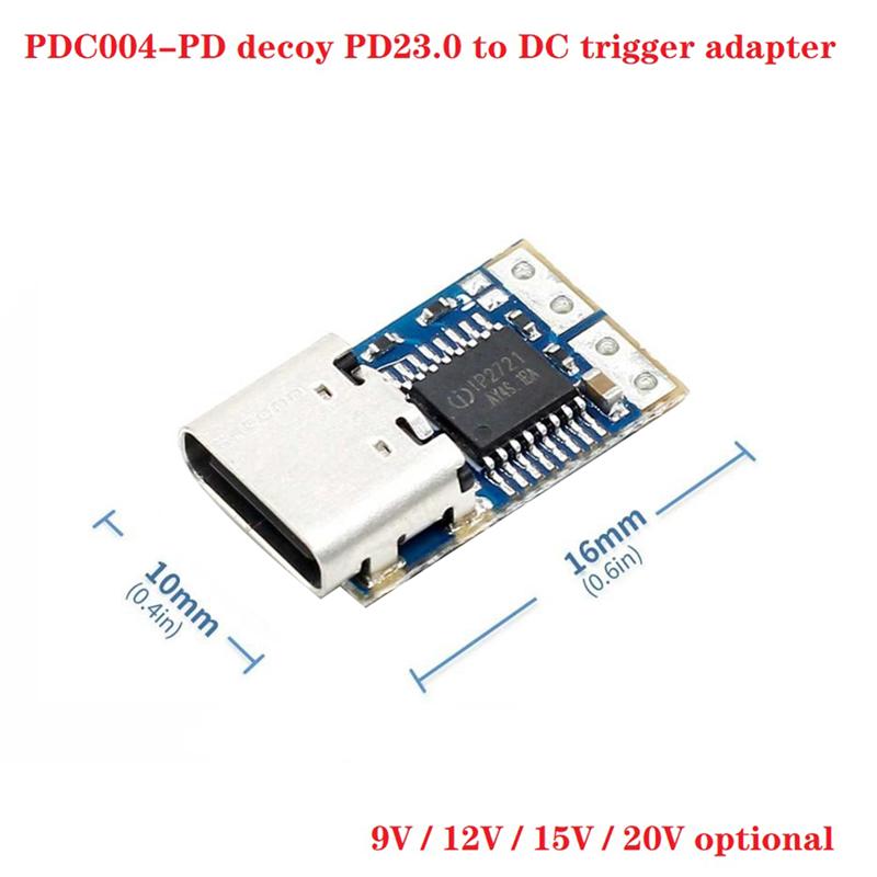 B03B-1 Stück PDC004-PD Lockmodul PD23.0 zu DC DC Trigger Verlängerungskabel QC4 Ladegerät Typ-C (12V)